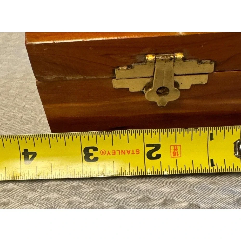 Vintage Tiny‎ Cedar Chest Wood Jewelry Trinket Box Hinged Mid Century